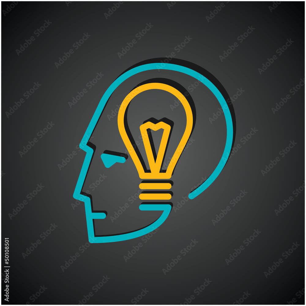 Illustration of bulb in human head Illustration of bulb in human head
