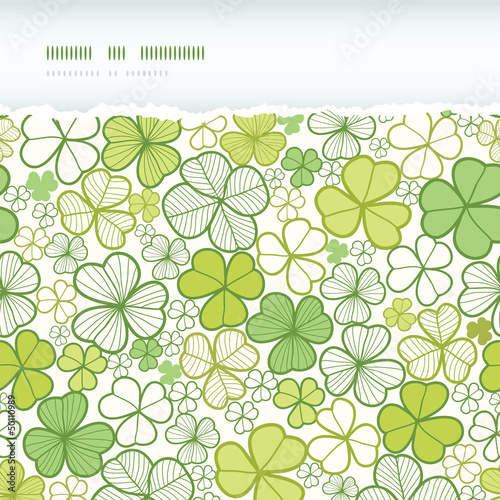 Vector clover line art horizontal torn seamless pattern
