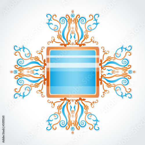 Blue and orange brooch. Illustration 10 version