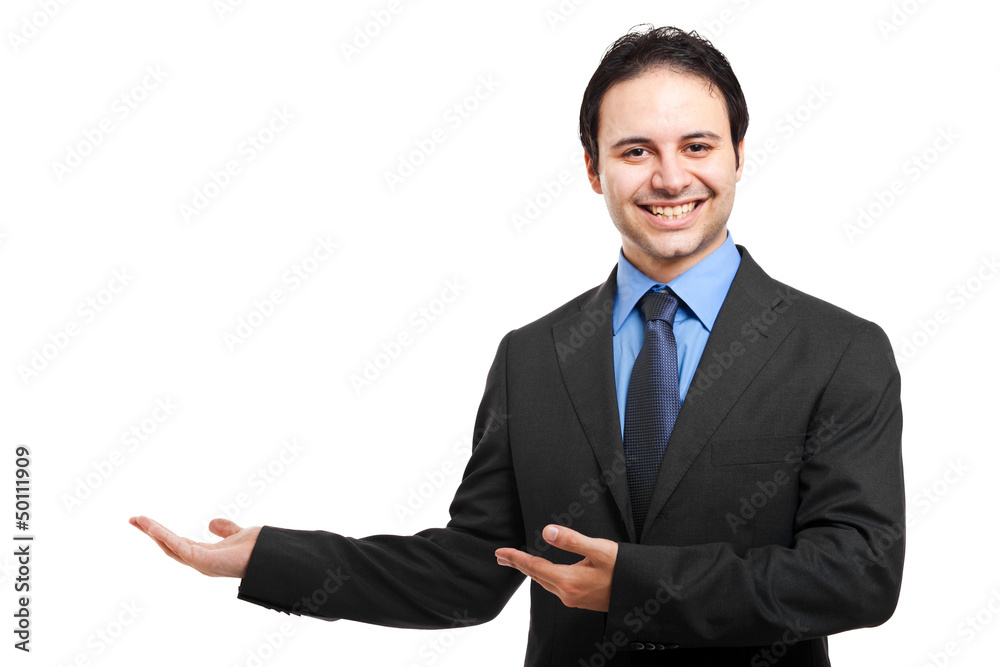 Mature businessman presenting something that you can add then Mature businessman presenting something that you can add then