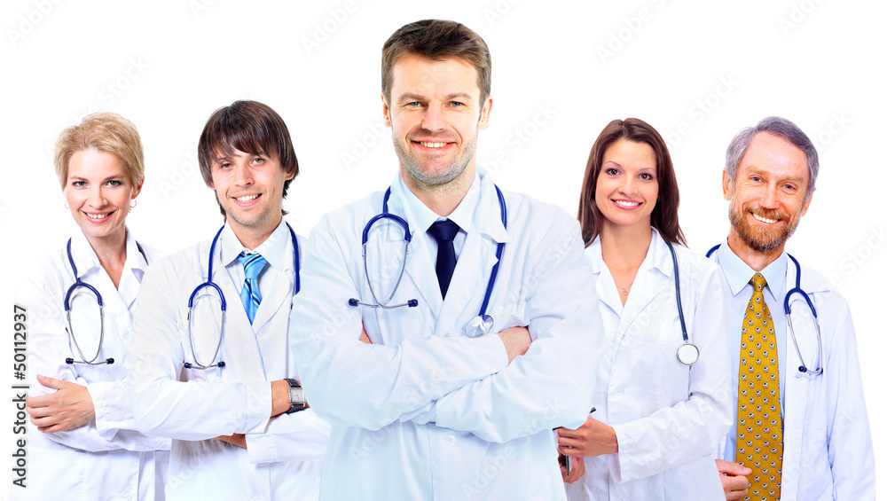Smiling medical doctors with stethoscopes