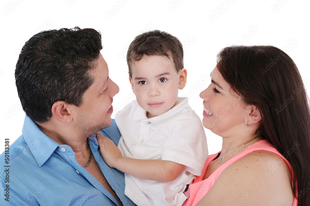 Happy Family: mother, father and son. Focus in the boy. Happy Family: mother, father and son. Focus in the boy.