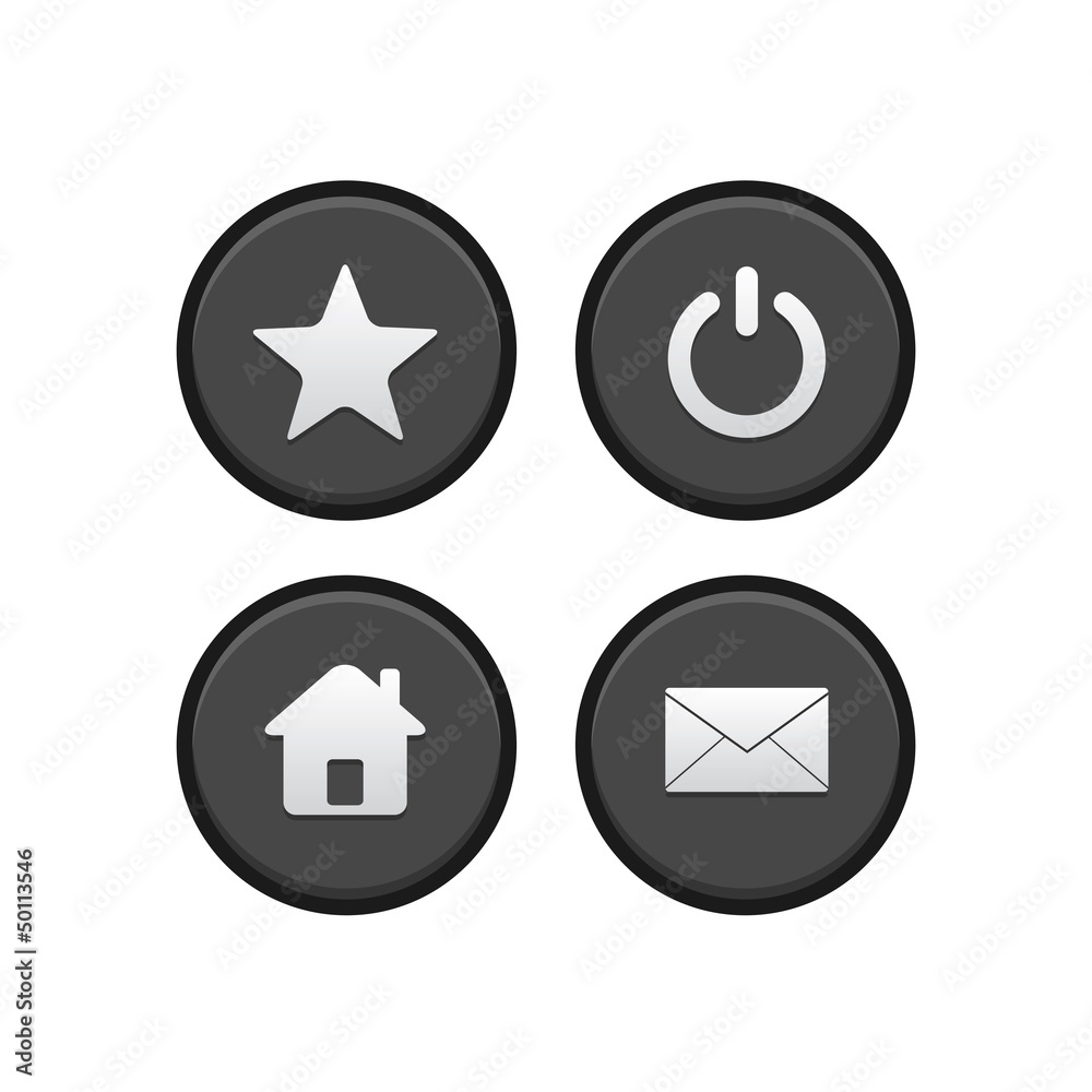 Star, Power, Home and Email Button | Stock Vector Star, Power, Home and Email Button | Stock Vector