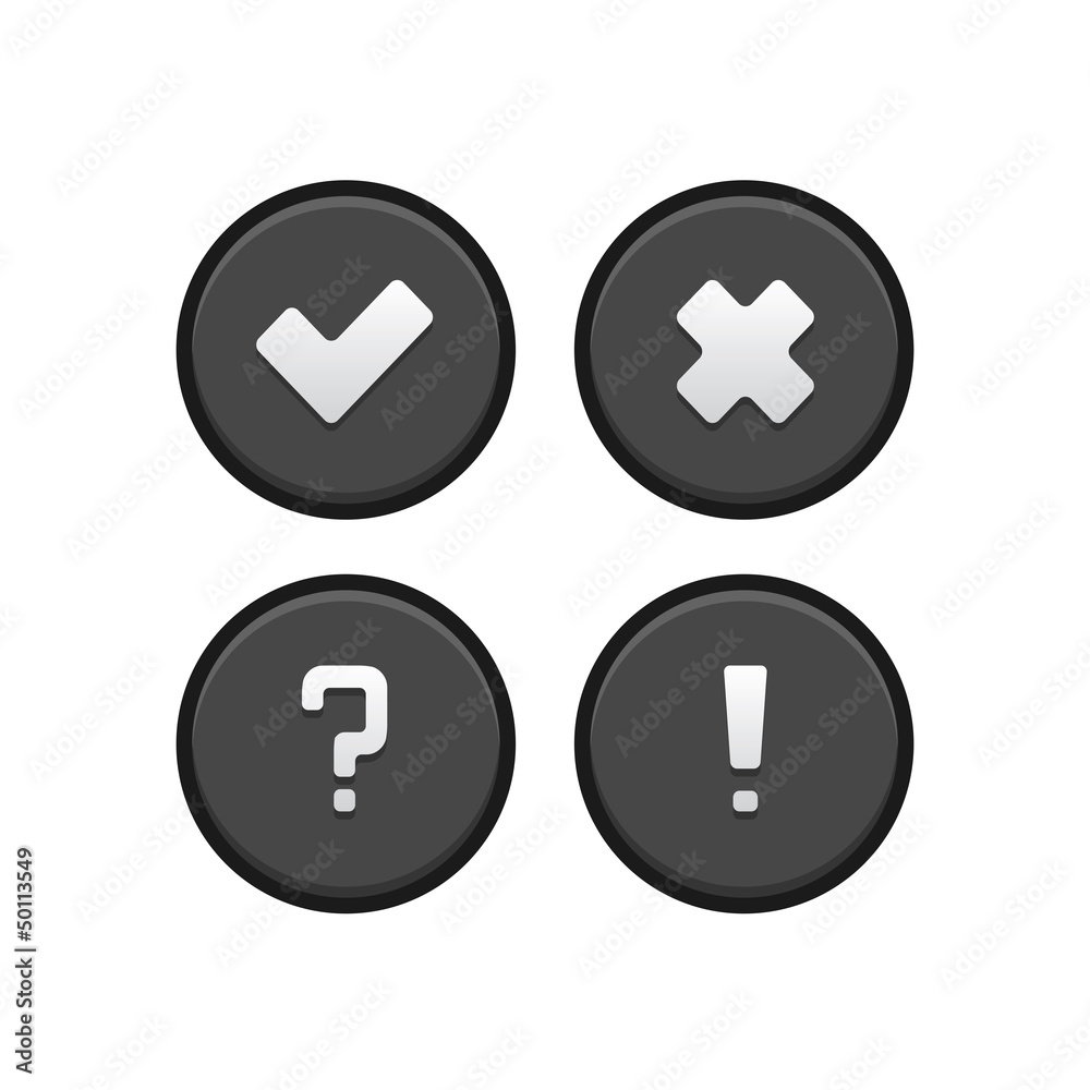 Tick,cross,query and exclamation mark buttons Tick,cross,query and exclamation mark buttons