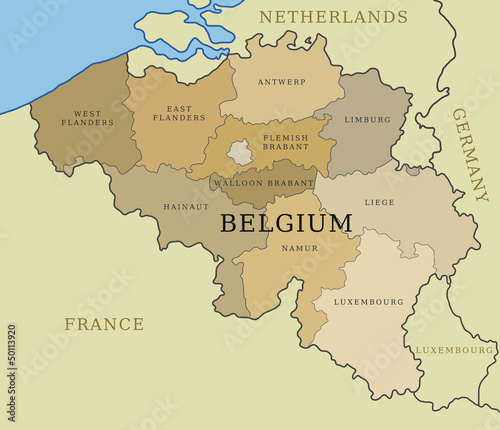 Belgium map with provinces