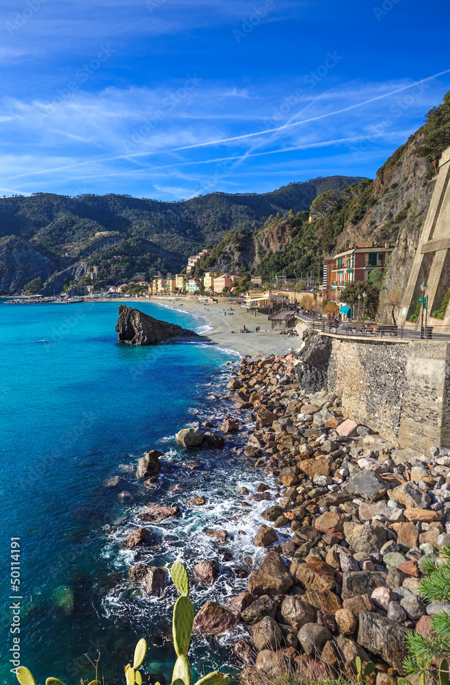Monterosso beach and sea bay. Cinque terre, Liguria Italy