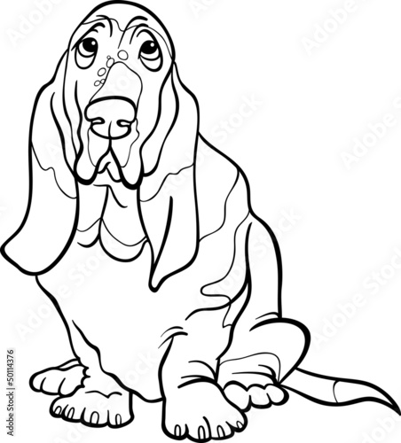 basset hound dog cartoon for coloring book