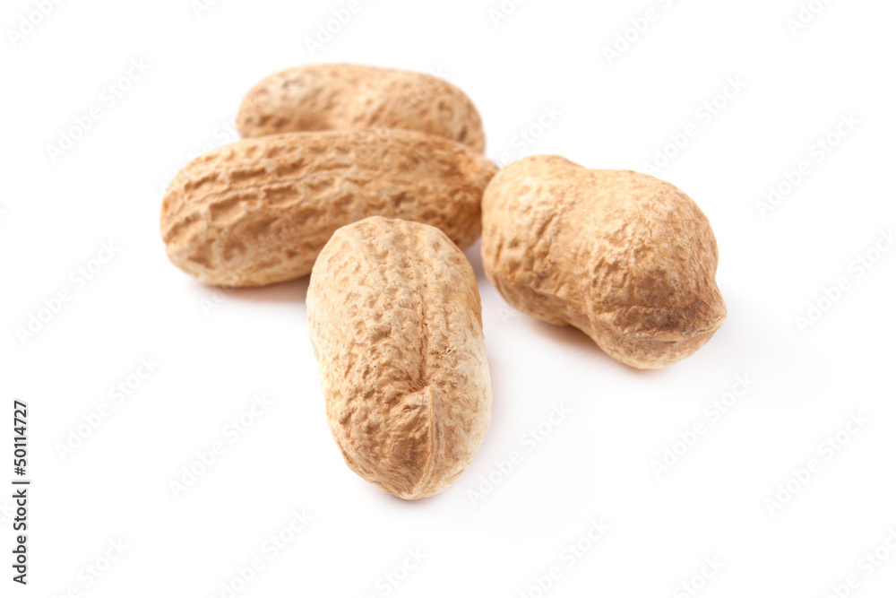 Peanuts isolated on white background Peanuts isolated on white background