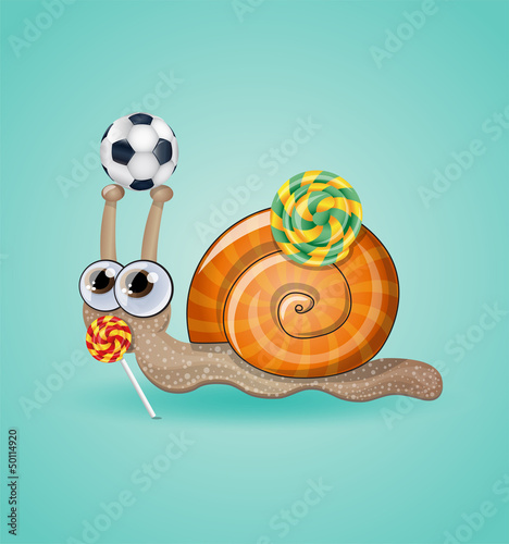 Isolated funny kid snail. Illustration 10 version