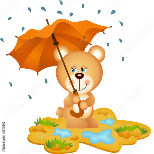 Teddy Bear Under Umbrella