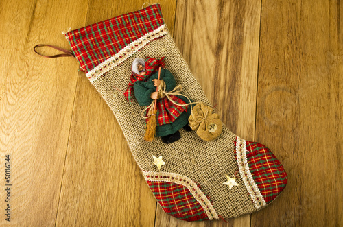 Epiphany sock decorated with old woman's .Befana