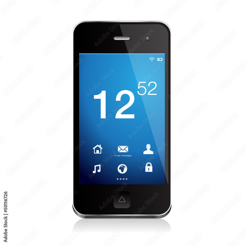 Mobile phone with icons, smartphone original design Mobile phone with icons, smartphone original design