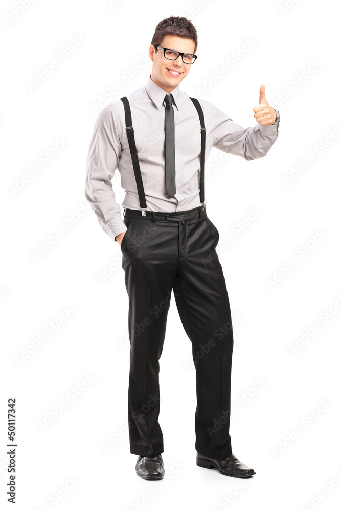 Full length portrait of a handsome man giving a thumb up Full length portrait of a handsome man giving a thumb up