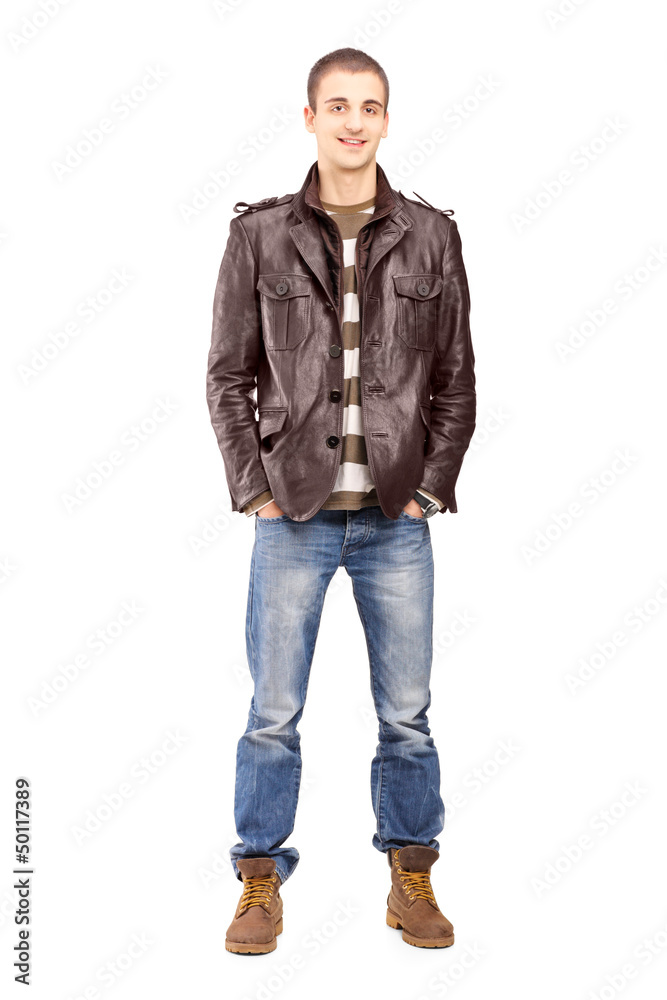 Full length portrait of a young smiling man posing Full length portrait of a young smiling man posing