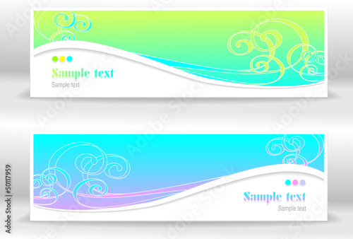 Set abstract summer marine banners