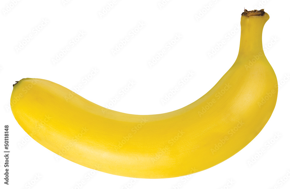 Perfect banana on a white background. Clipping path included.
