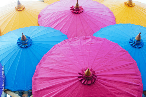Colorful umbrella vintage style art