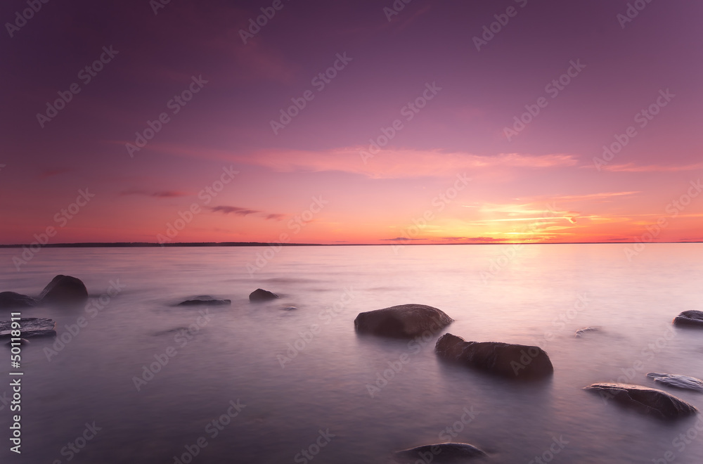 Beautiful ocean sunrise, wide angle photo Beautiful ocean sunrise, wide angle photo