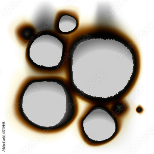 Collection of burnt holes, vector Eps10 illustration.