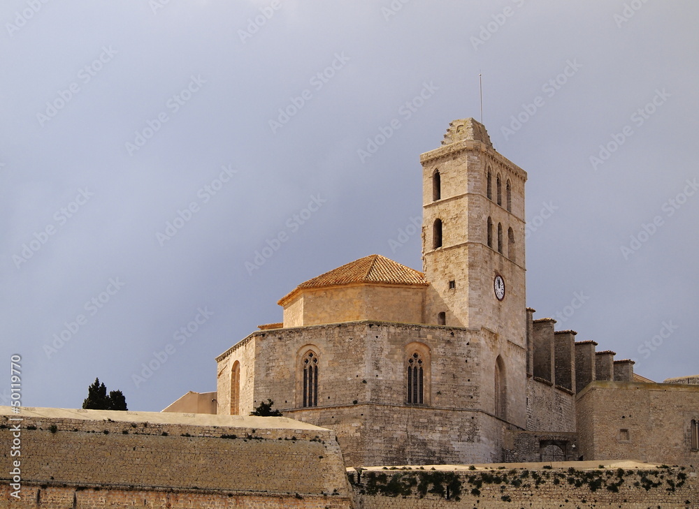 Cathedral in Ibiza Town, Balearic Islands, Spain