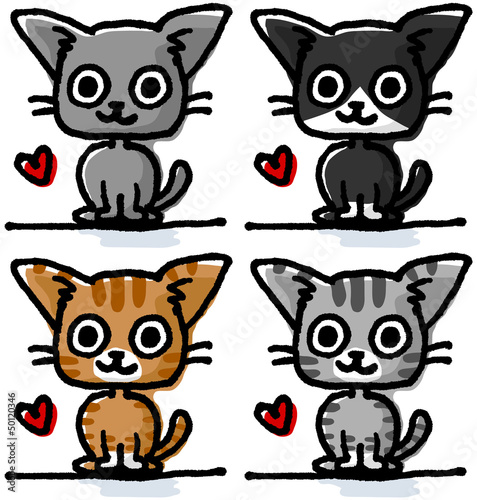 Cute cats hand-painted