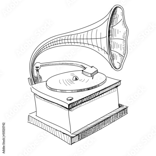 Vintage gramophone isolated on white