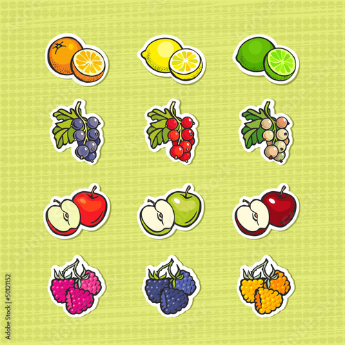Multicolor set of fruits and berries