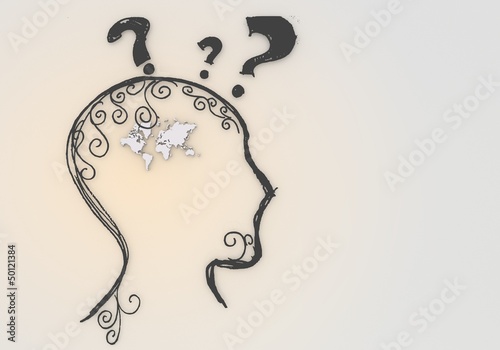 psychological international pictogram inside a painted head