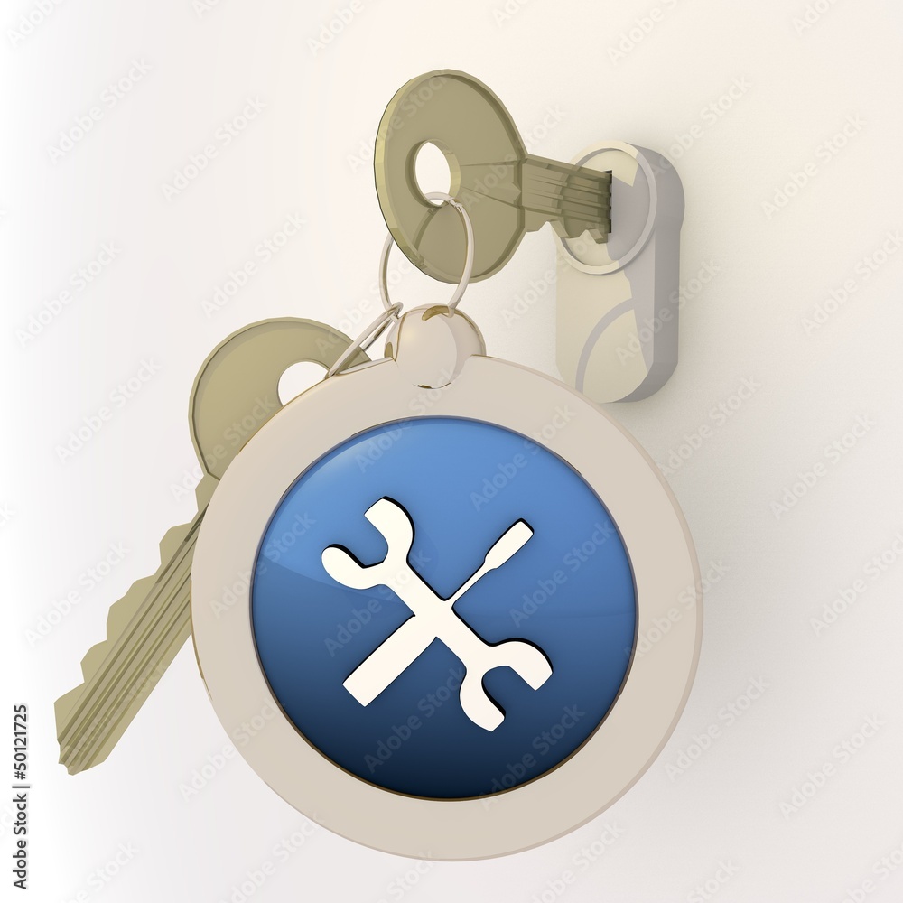 Unlocked locked mechanic icon on key pendant Unlocked locked mechanic icon on key pendant