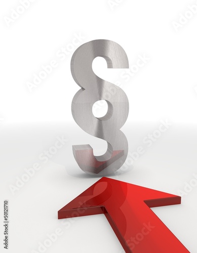 Bild auf Leinwand Isolated metallic law icon with red arrow