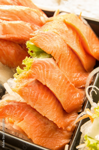 fresh salmon in sashimi set