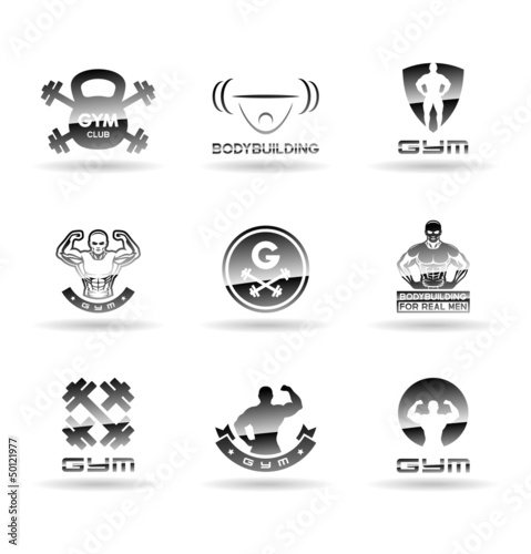 Bodybuilding icons set. Vol 2.