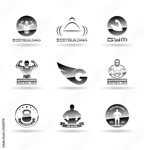 Bodybuilding icons set. Vol 1.