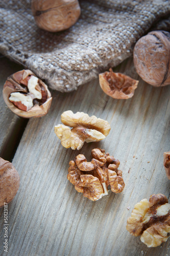 Walnuts On A Wooden Table
