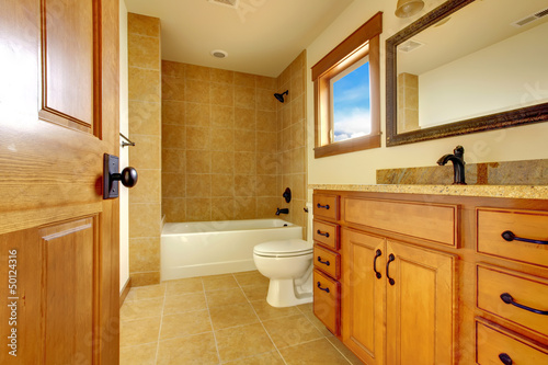 New modern beautiful bathroom in luxury home interior.