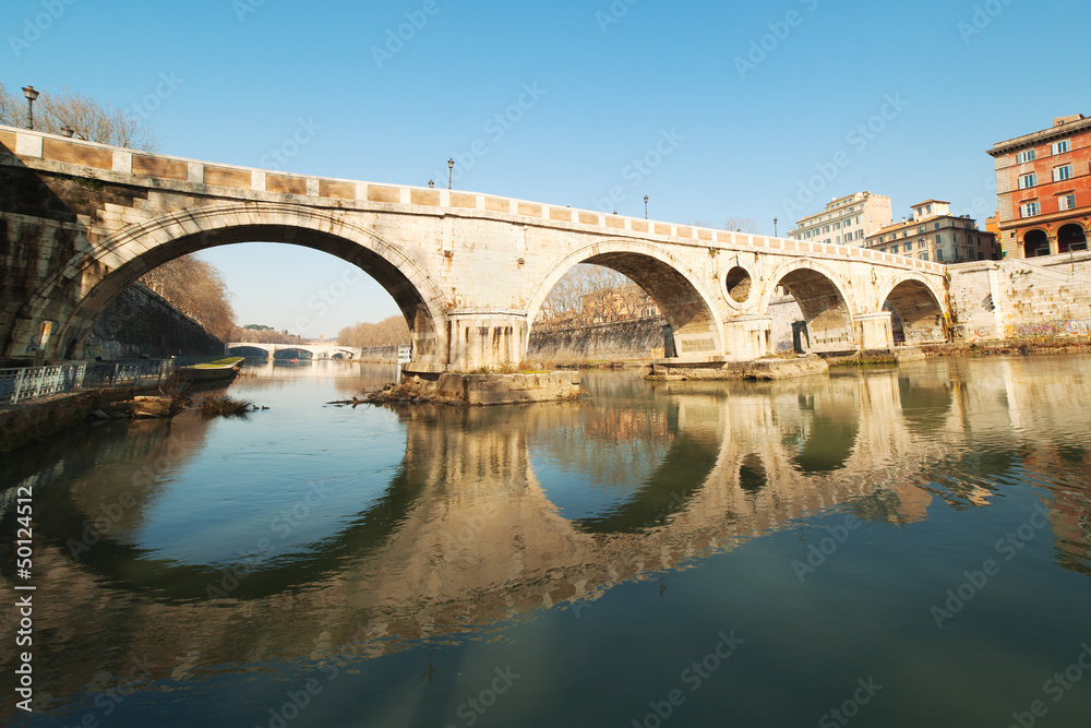 Bridge Ponte Sisto in Rome, Italy.
