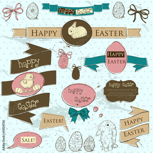 Set of vintage deign elements about Easter.