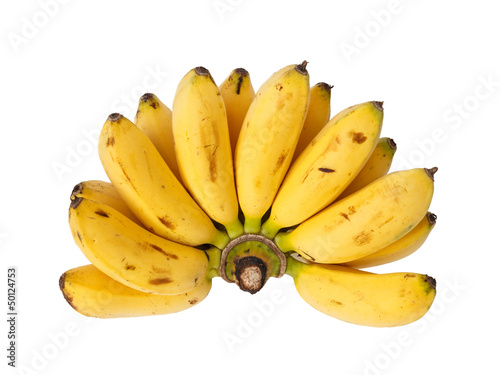 Bunch of baby banana isolated on white background
