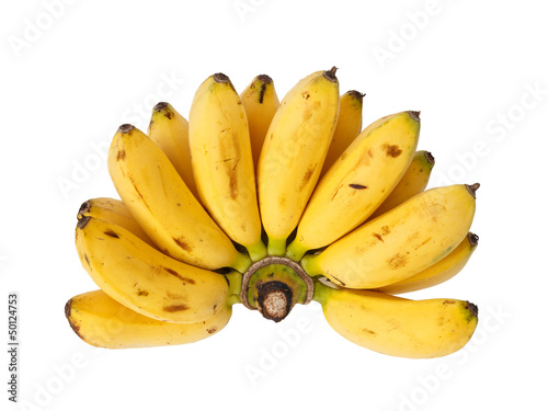 Bunch of baby banana isolated on white background