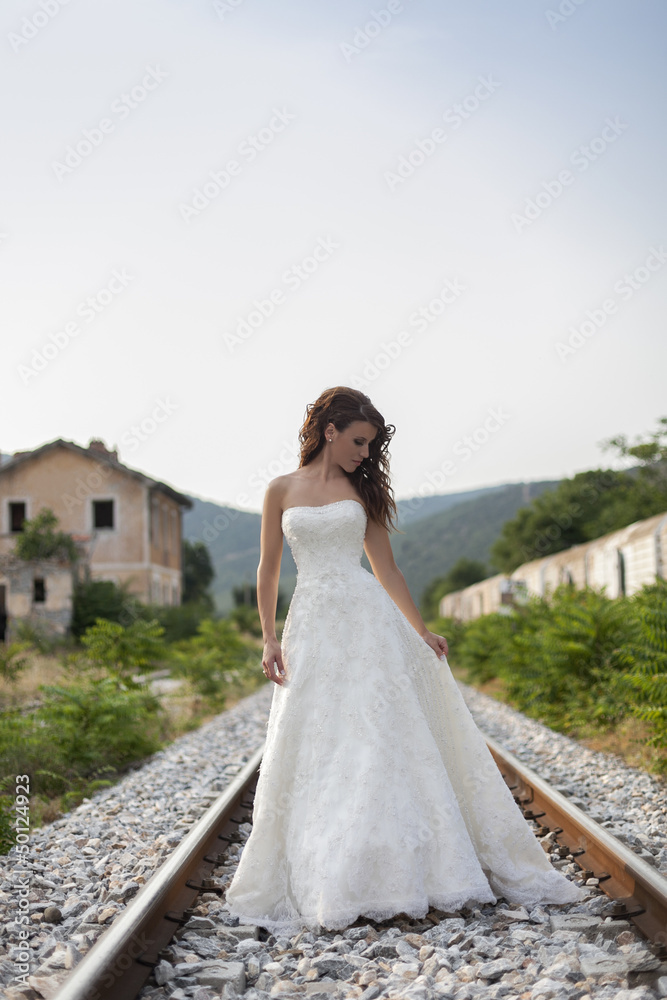 Bride on a railway