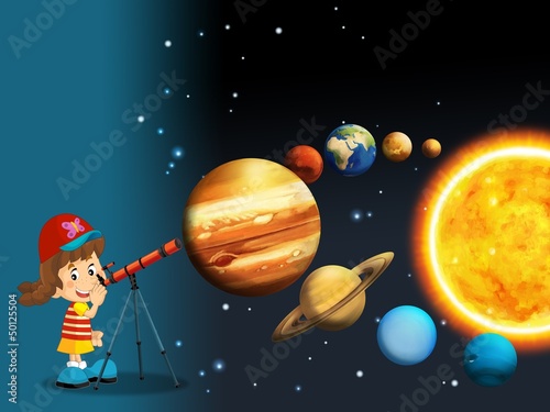 Obraz Układ słoneczny - droga mleczna - astronomia dla dzieci