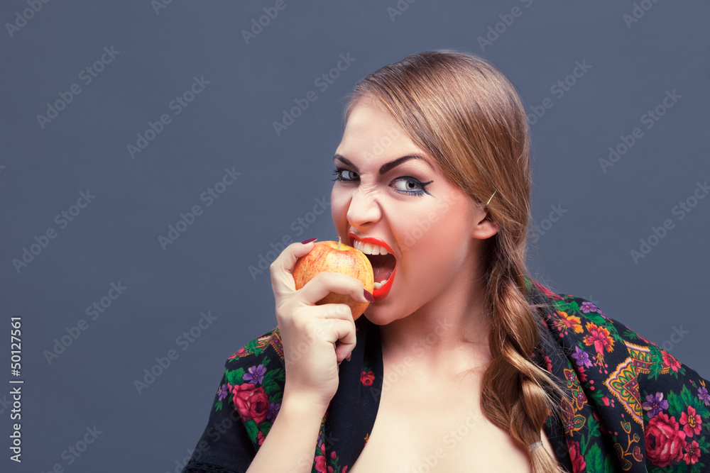 Young pretty woman with apple Young pretty woman with apple