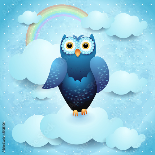 Owl in the sky, fantasy illustration #50128106