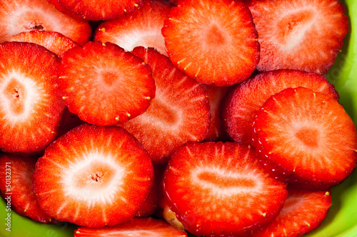 close up slices of strawberries