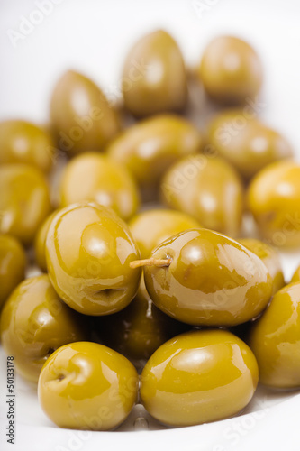 Green olives in olive oil
