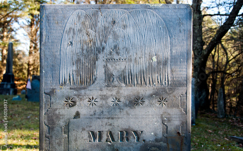 Willow and Urn motifs on Mary's slate gravestone