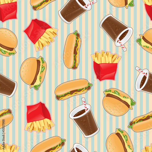 Fast food seamless pattern background