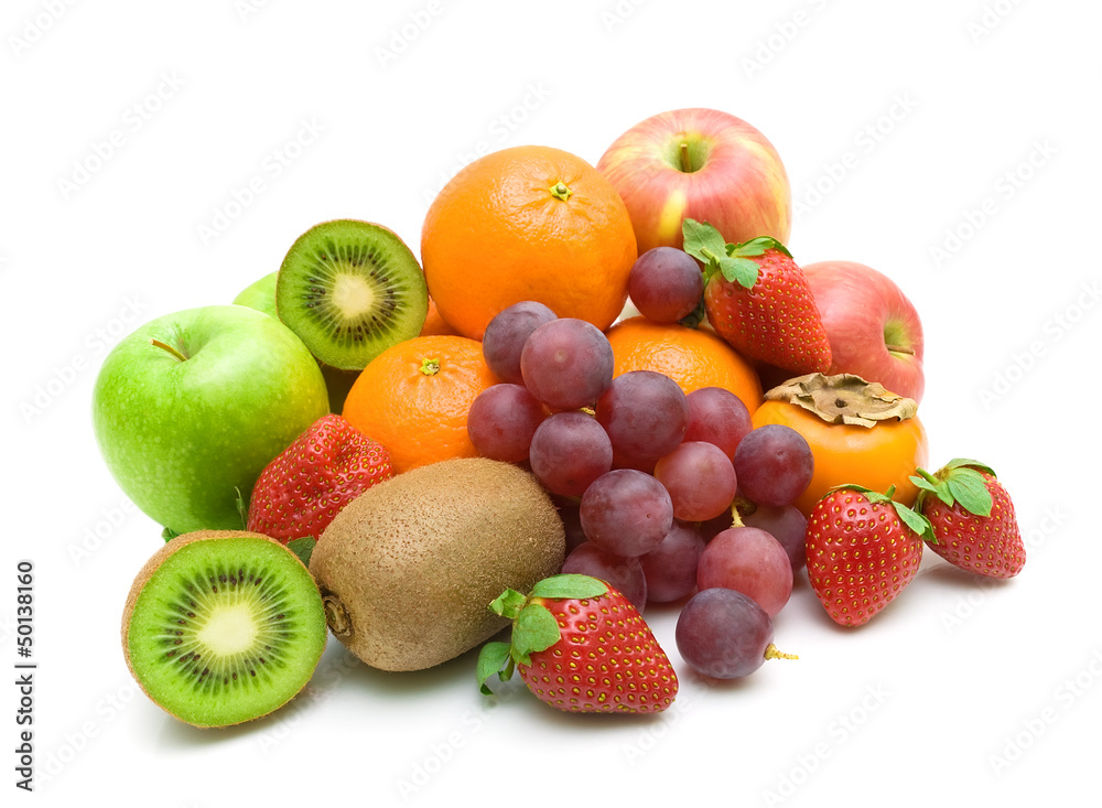 fresh fruit on a white background close-up. fresh fruit on a white background close-up.