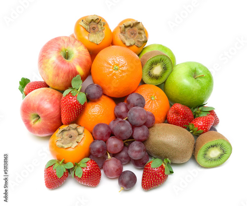 fresh fruit on a white background