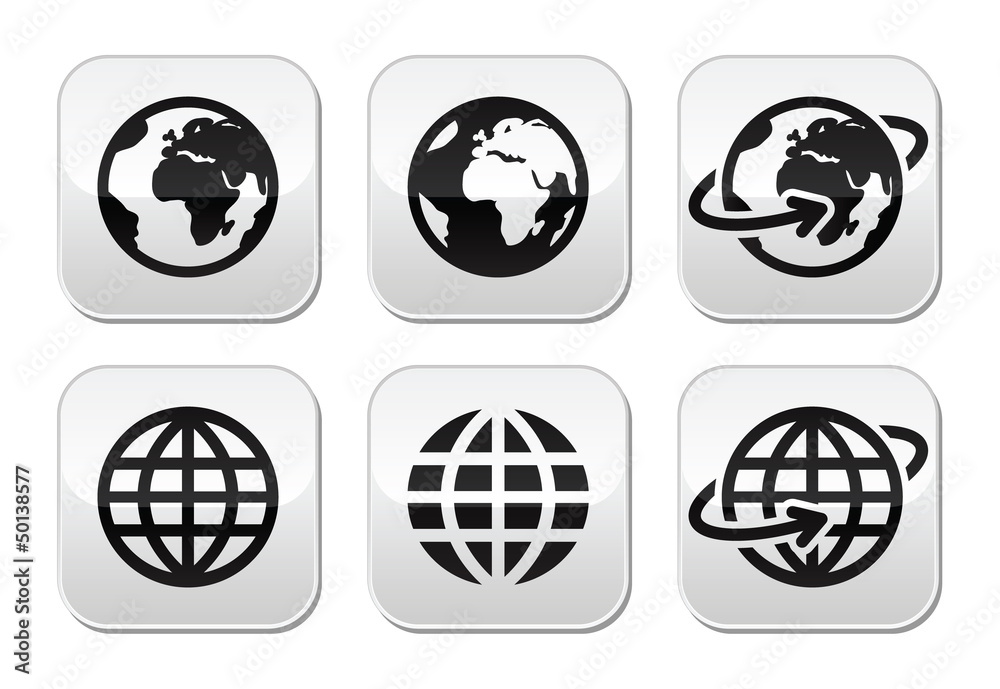 Globe earth vector buttons set